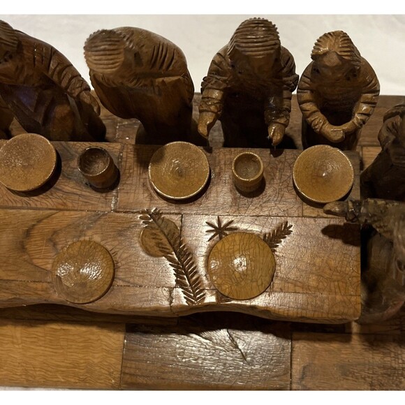 The Last Supper Hand Carved olive Wood Sculpture 19x6x6 inches - Picture 1 of 16